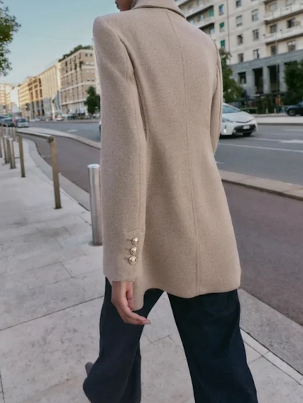 Zara Double-Breasted Pea Coat in Taupe - Picture 4 of 5
